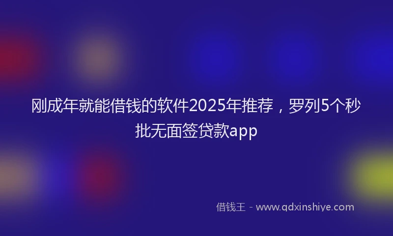 刚成年就能借钱的软件2025年推荐，罗列5个秒批无面签贷款app