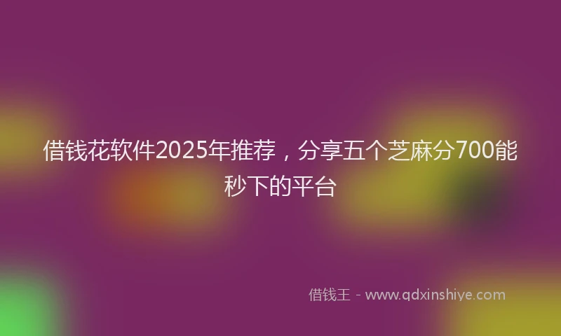 借钱花软件2025年推荐，分享五个芝麻分700能秒下的平台