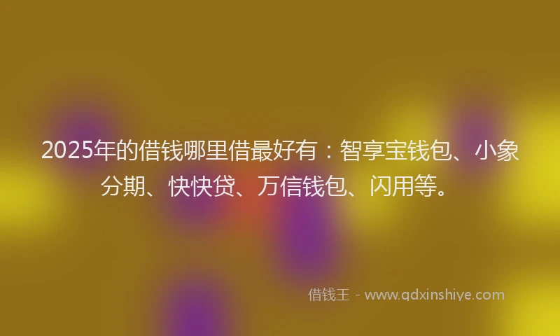 2025年的借钱哪里借最好有：智享宝钱包、小象分期、快快贷、万信钱包、闪用等。