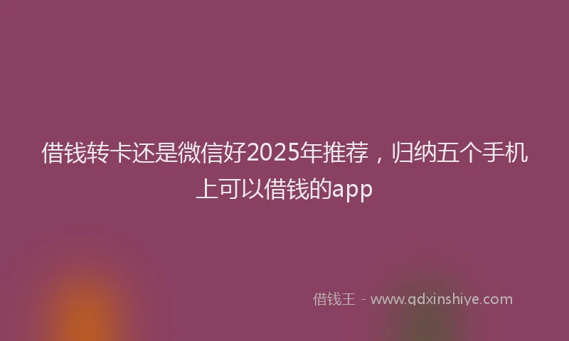 借钱转卡还是微信好2025年推荐，归纳五个手机上可以借钱的app