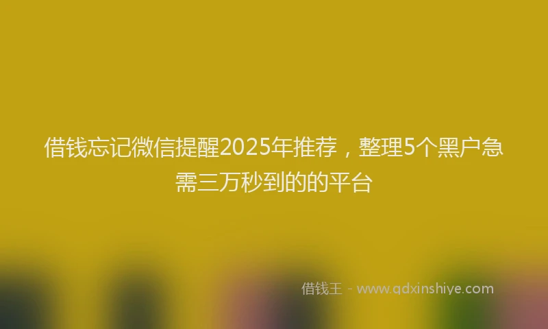 借钱忘记微信提醒2025年推荐，整理5个黑户急需三万秒到的的平台