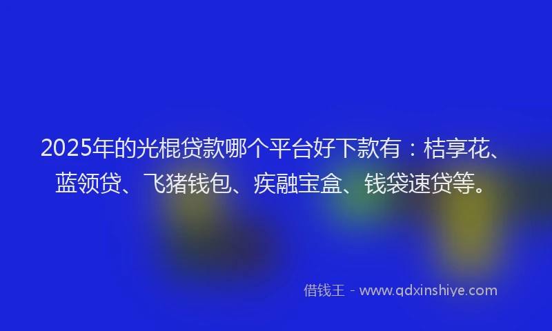 2025年的光棍贷款哪个平台好下款有：桔享花、蓝领贷、飞猪钱包、疾融宝盒、钱袋速贷等。