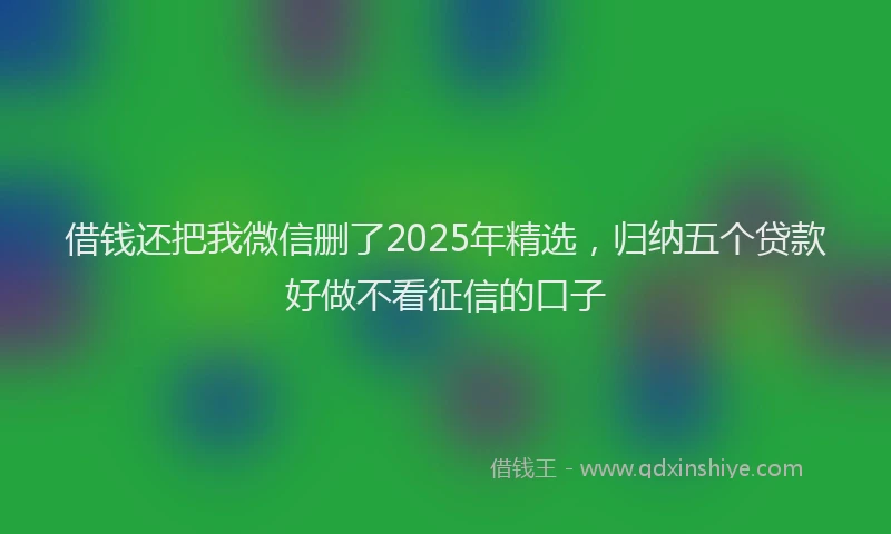 借钱还把我微信删了2025年精选，归纳五个贷款好做不看征信的口子