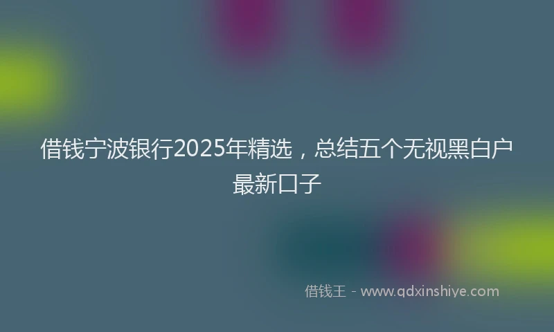 借钱宁波银行2025年精选，总结五个无视黑白户最新口子