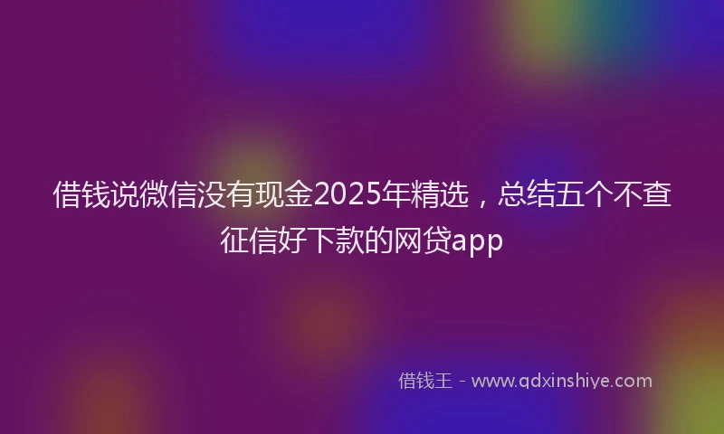 借钱说微信没有现金2025年精选，总结五个不查征信好下款的网贷app