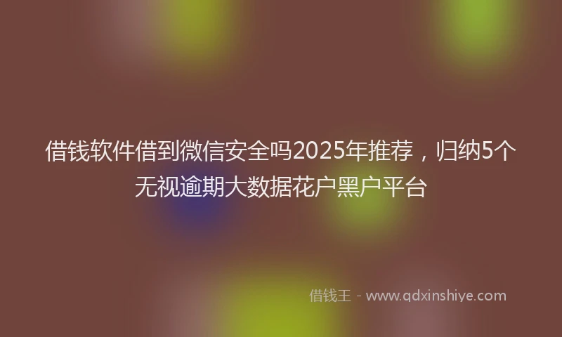 借钱软件借到微信安全吗2025年推荐，归纳5个无视逾期大数据花户黑户平台
