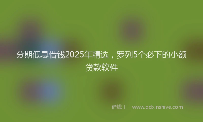 分期低息借钱2025年精选，罗列5个必下的小额贷款软件
