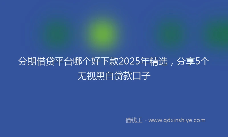 分期借贷平台哪个好下款2025年精选，分享5个无视黑白贷款口子