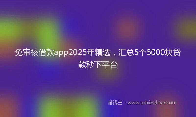 免审核借款app2025年精选，汇总5个5000块贷款秒下平台