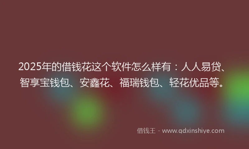2025年的借钱花这个软件怎么样有：人人易贷、智享宝钱包、安鑫花、福瑞钱包、轻花优品等。