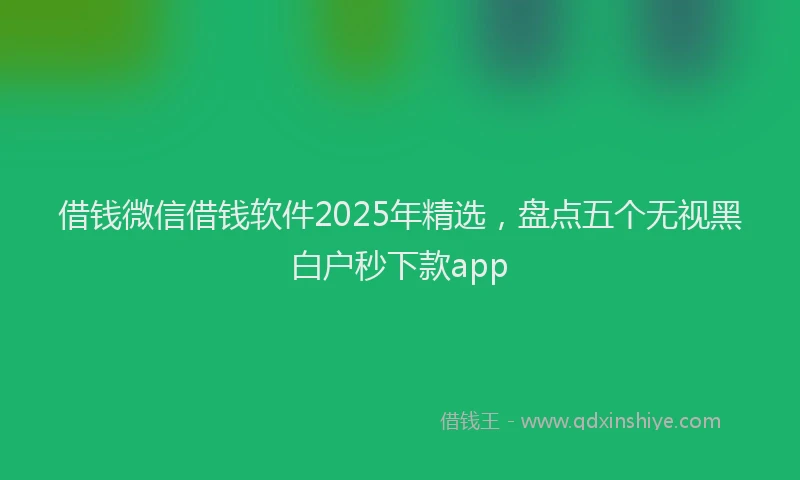 借钱微信借钱软件2025年精选，盘点五个无视黑白户秒下款app