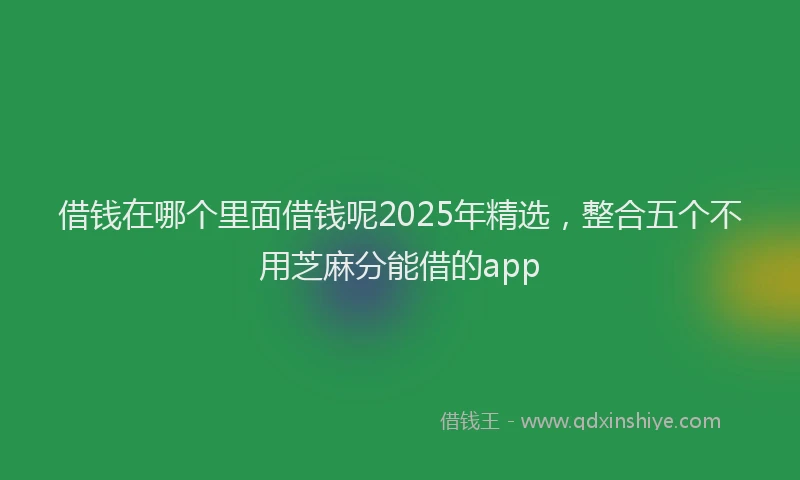 借钱在哪个里面借钱呢2025年精选，整合五个不用芝麻分能借的app
