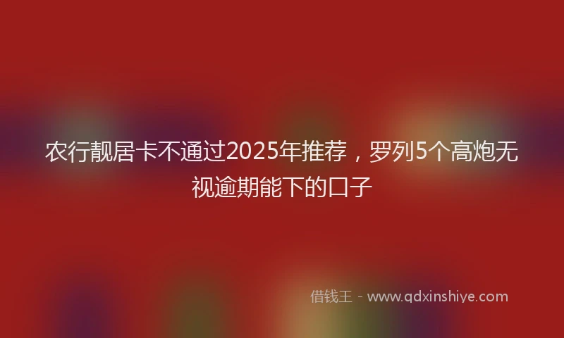 农行靓居卡不通过2025年推荐，罗列5个高炮无视逾期能下的口子
