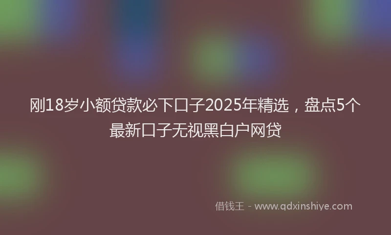 刚18岁小额贷款必下口子2025年精选，盘点5个最新口子无视黑白户网贷