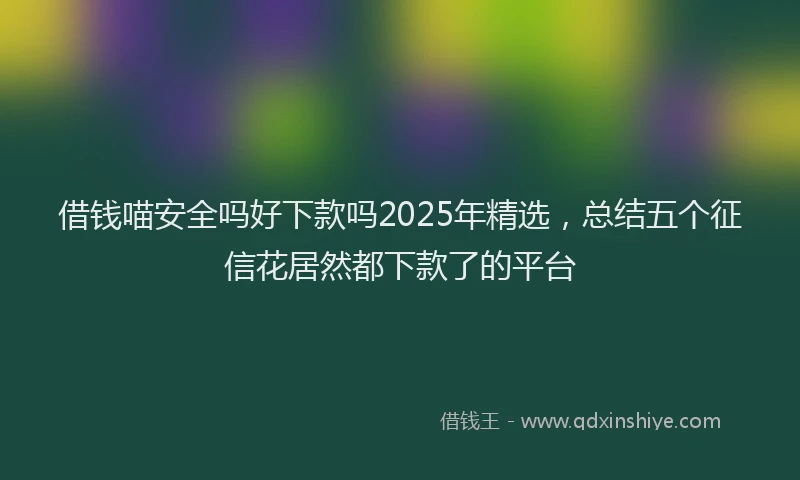 借钱喵安全吗好下款吗2025年精选，总结五个征信花居然都下款了的平台