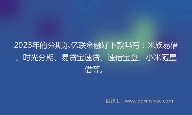 2025年的分期乐亿联金融好下款吗有：米族易借、时光分期、易贷宝速贷、速借宝盒、小米随星借等。