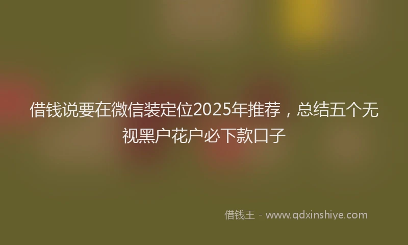 借钱说要在微信装定位2025年推荐，总结五个无视黑户花户必下款口子