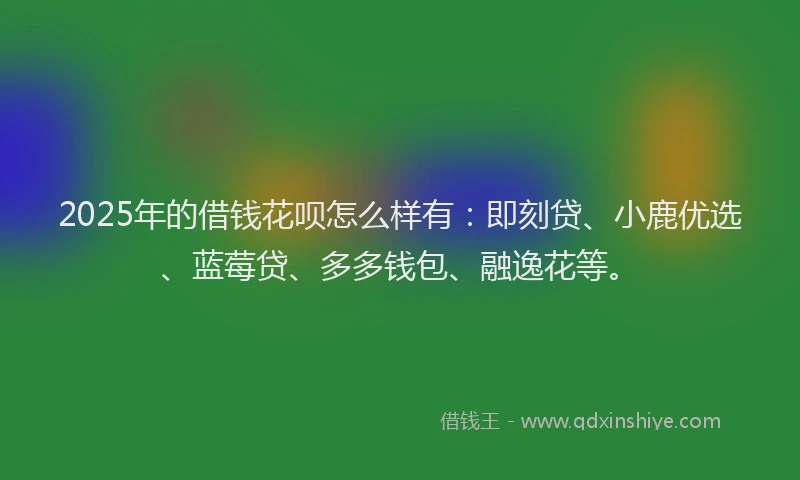 2025年的借钱花呗怎么样有：即刻贷、小鹿优选、蓝莓贷、多多钱包、融逸花等。
