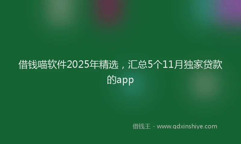 借钱喵软件2025年精选，汇总5个11月独家贷款的app