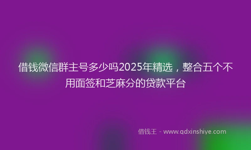 借钱微信群主号多少吗2025年精选，整合五个不用面签和芝麻分的贷款平台