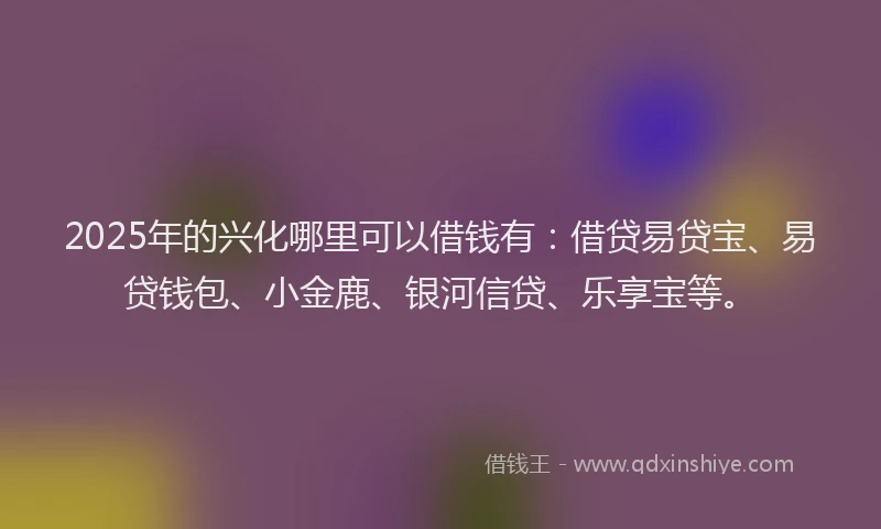 2025年的兴化哪里可以借钱有：借贷易贷宝、易贷钱包、小金鹿、银河信贷、乐享宝等。