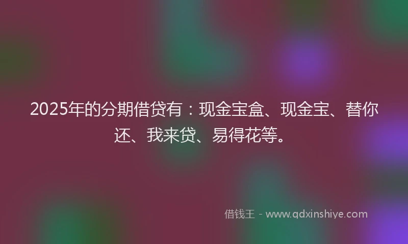 2025年的分期借贷有：现金宝盒、现金宝、替你还、我来贷、易得花等。