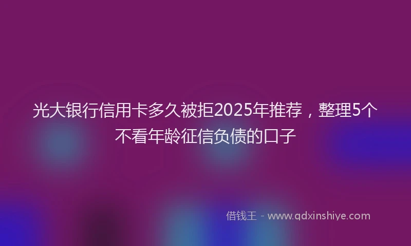 光大银行信用卡多久被拒2025年推荐，整理5个不看年龄征信负债的口子