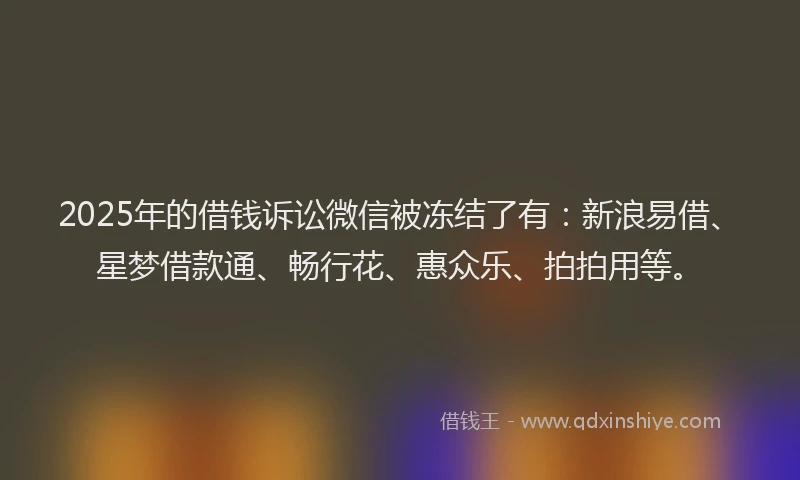 2025年的借钱诉讼微信被冻结了有：新浪易借、星梦借款通、畅行花、惠众乐、拍拍用等。