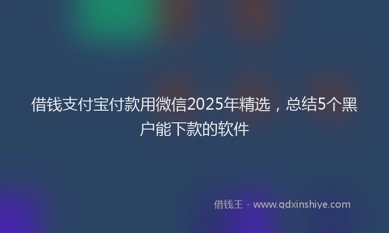 借钱支付宝付款用微信2025年精选，总结5个黑户能下款的软件