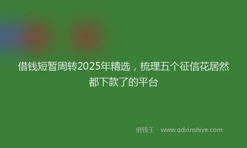借钱短暂周转2025年精选，梳理五个征信花居然都下款了的平台