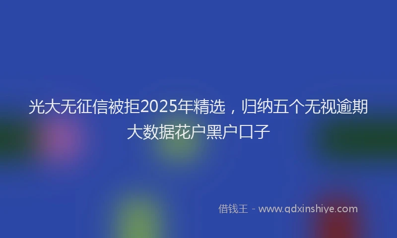 光大无征信被拒2025年精选，归纳五个无视逾期大数据花户黑户口子
