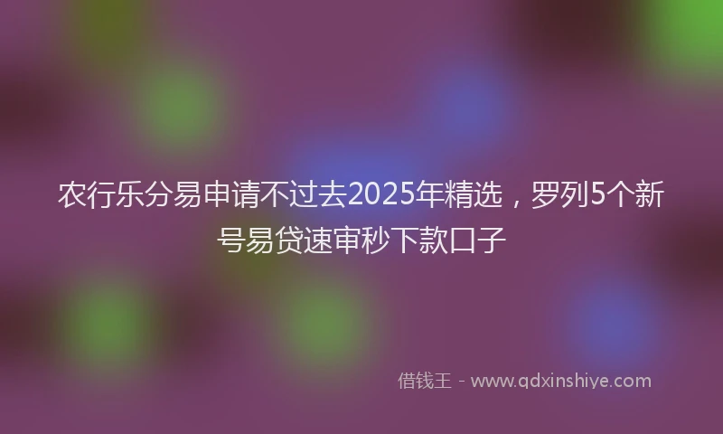 农行乐分易申请不过去2025年精选，罗列5个新号易贷速审秒下款口子