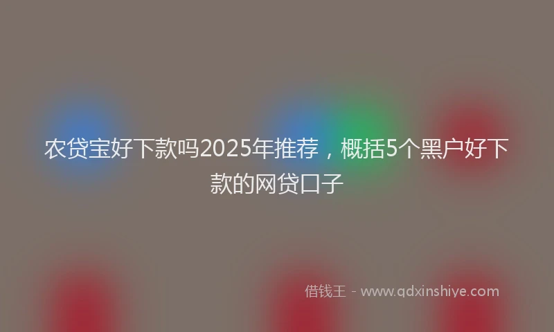 农贷宝好下款吗2025年推荐，概括5个黑户好下款的网贷口子