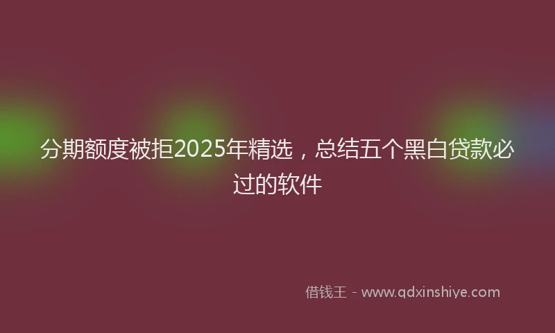 分期额度被拒2025年精选，总结五个黑白贷款必过的软件