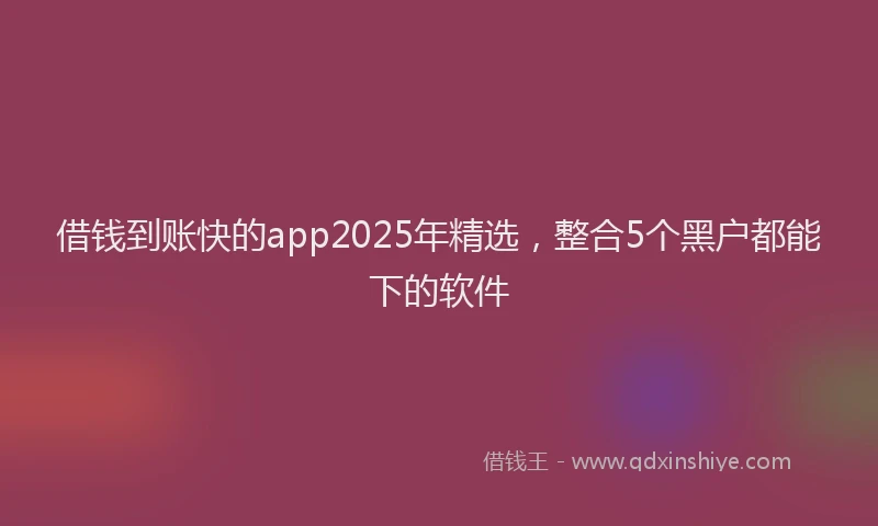 借钱到账快的app2025年精选，整合5个黑户都能下的软件