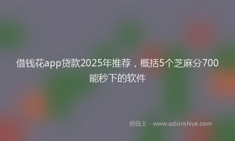 借钱花app贷款2025年推荐，概括5个芝麻分700能秒下的软件