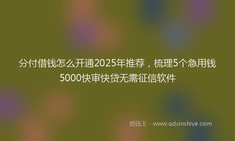分付借钱怎么开通2025年推荐，梳理5个急用钱5000快审快贷无需征信软件
