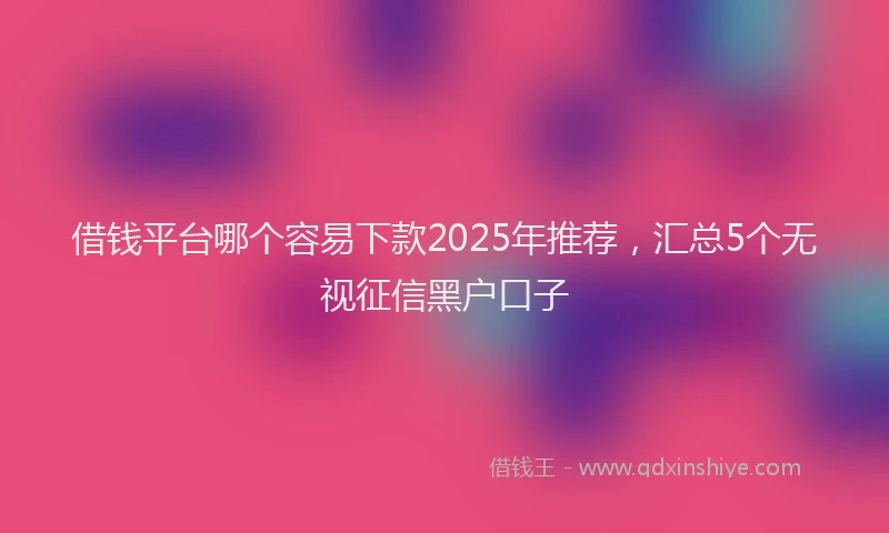 借钱平台哪个容易下款2025年推荐，汇总5个无视征信黑户口子