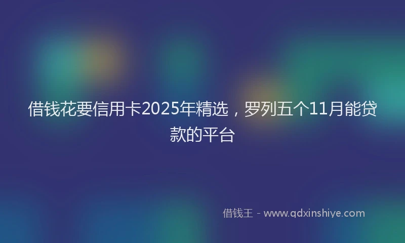 借钱花要信用卡2025年精选，罗列五个11月能贷款的平台