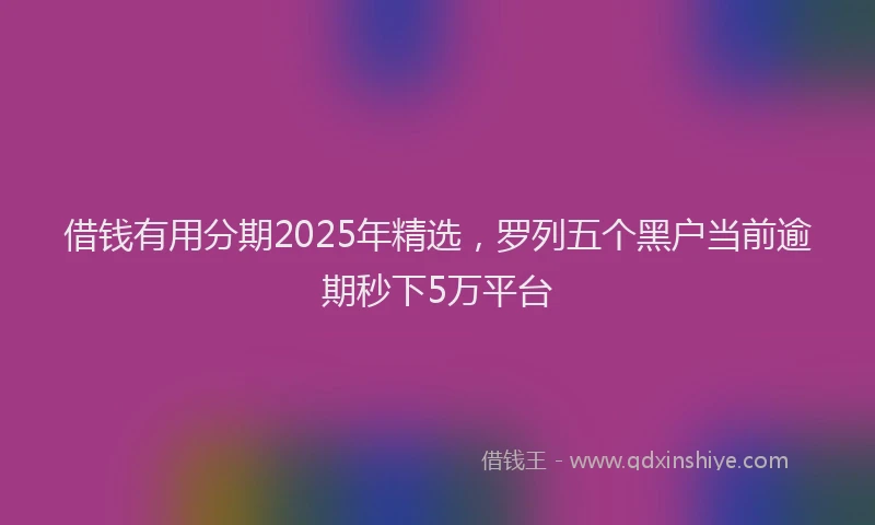 借钱有用分期2025年精选，罗列五个黑户当前逾期秒下5万平台
