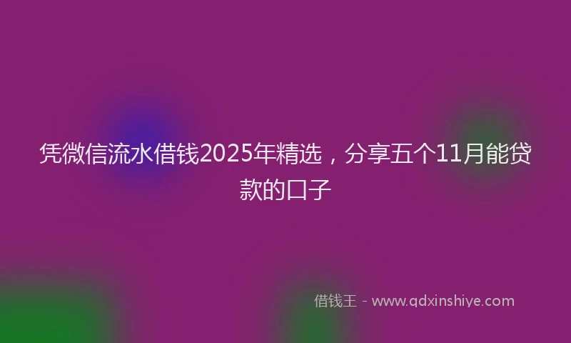 凭微信流水借钱2025年精选，分享五个11月能贷款的口子