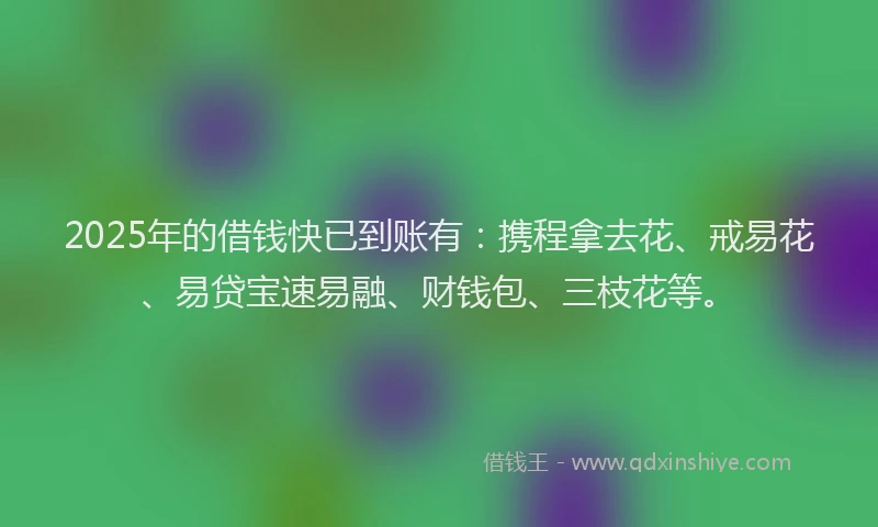 2025年的借钱快已到账有：携程拿去花、戒易花、易贷宝速易融、财钱包、三枝花等。