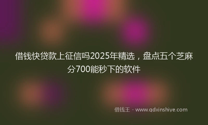 借钱快贷款上征信吗2025年精选，盘点五个芝麻分700能秒下的软件