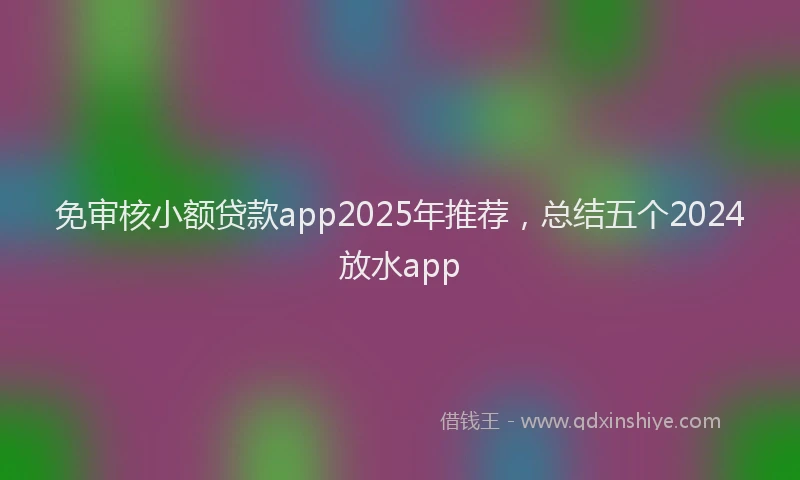 免审核小额贷款app2025年推荐，总结五个2024放水app