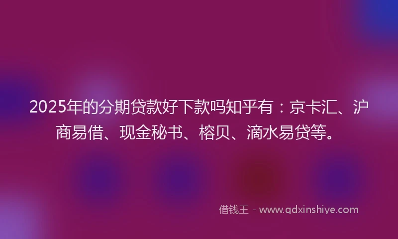 2025年的分期贷款好下款吗知乎有：京卡汇、沪商易借、现金秘书、榕贝、滴水易贷等。
