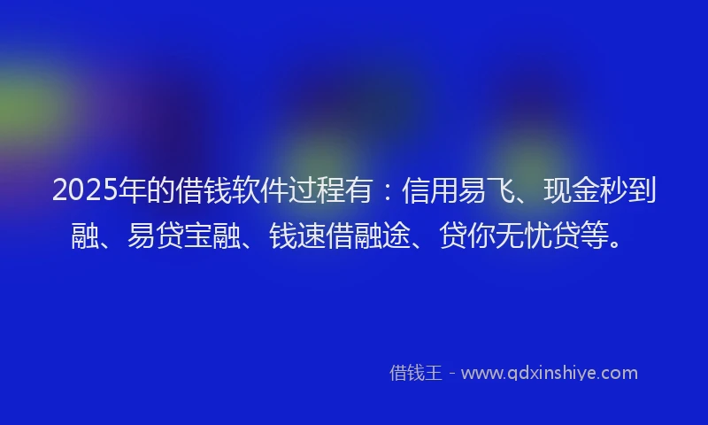 2025年的借钱软件过程有：信用易飞、现金秒到融、易贷宝融、钱速借融途、贷你无忧贷等。