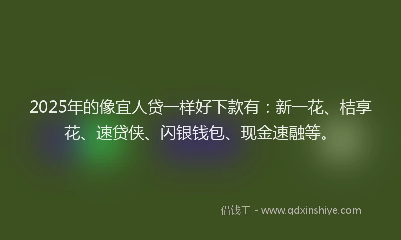 2025年的像宜人贷一样好下款有：新一花、桔享花、速贷侠、闪银钱包、现金速融等。