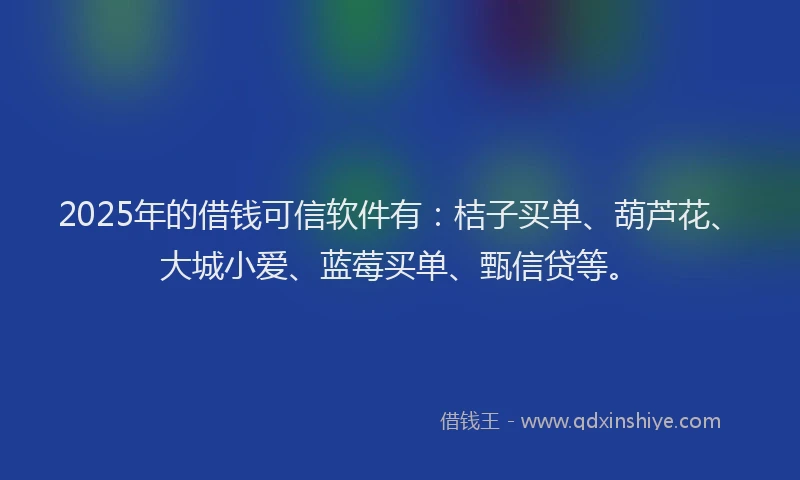 2025年的借钱可信软件有：桔子买单、葫芦花、大城小爱、蓝莓买单、甄信贷等。