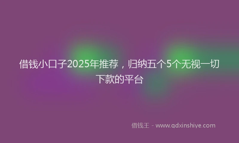 借钱小口子2025年推荐，归纳五个5个无视一切下款的平台