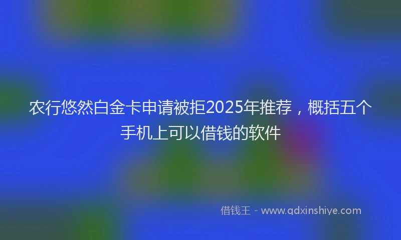 农行悠然白金卡申请被拒2025年推荐，概括五个手机上可以借钱的软件